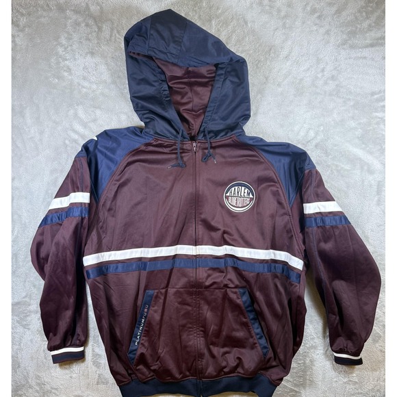 Vintage Harlem Globetrotters Jacket Mens 2XL Maroon Navy Basketball Hooded 2000s